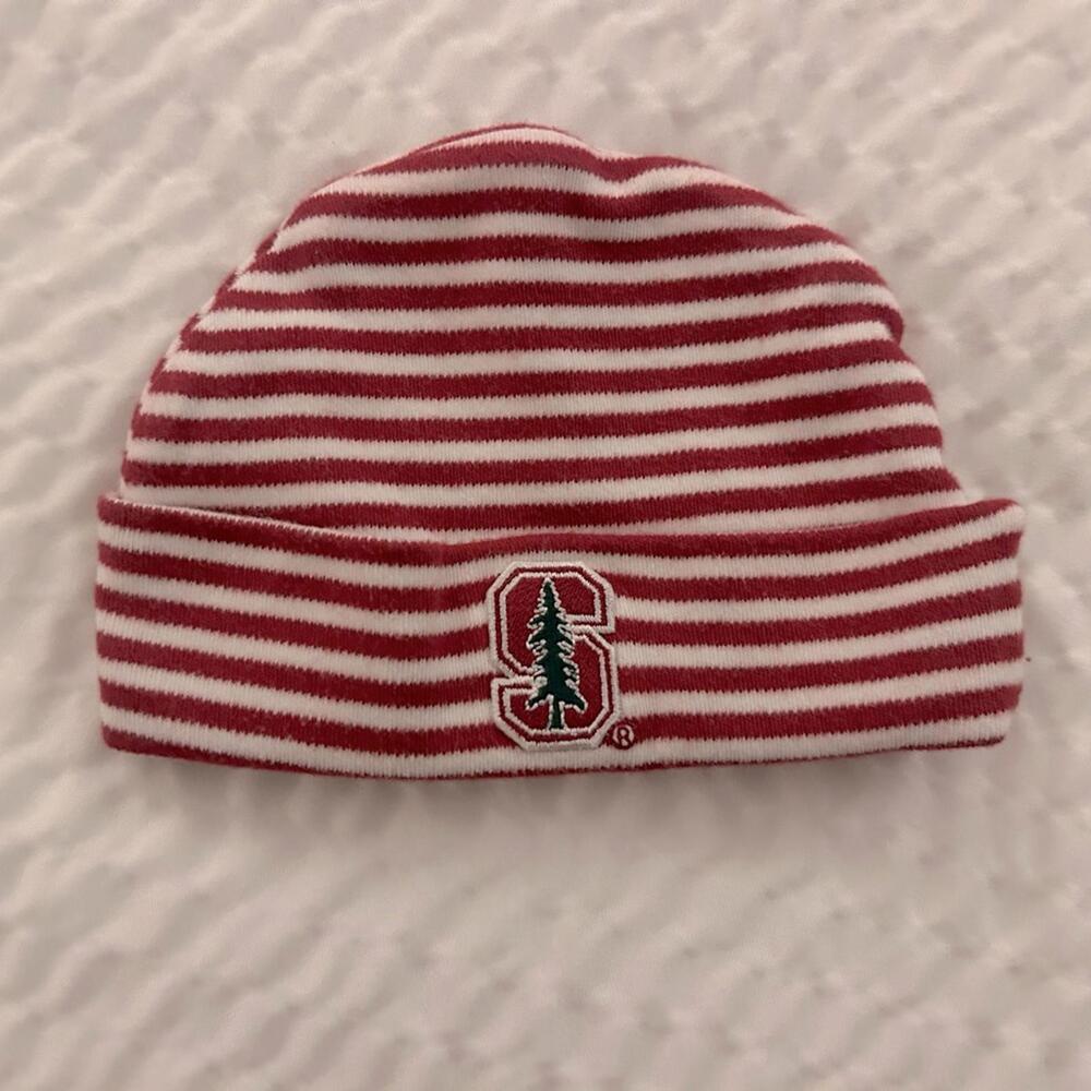 Stanford University Newborn Baby Beanie Red White Striped College Hat Cotton